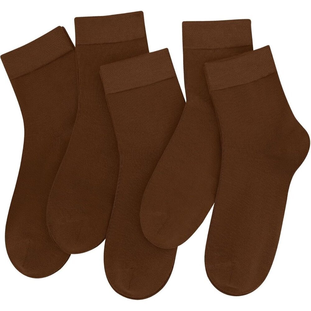 Women Brown Crew Thin Ankle Height Lightweight Anti Odor Soft Ankle Socks